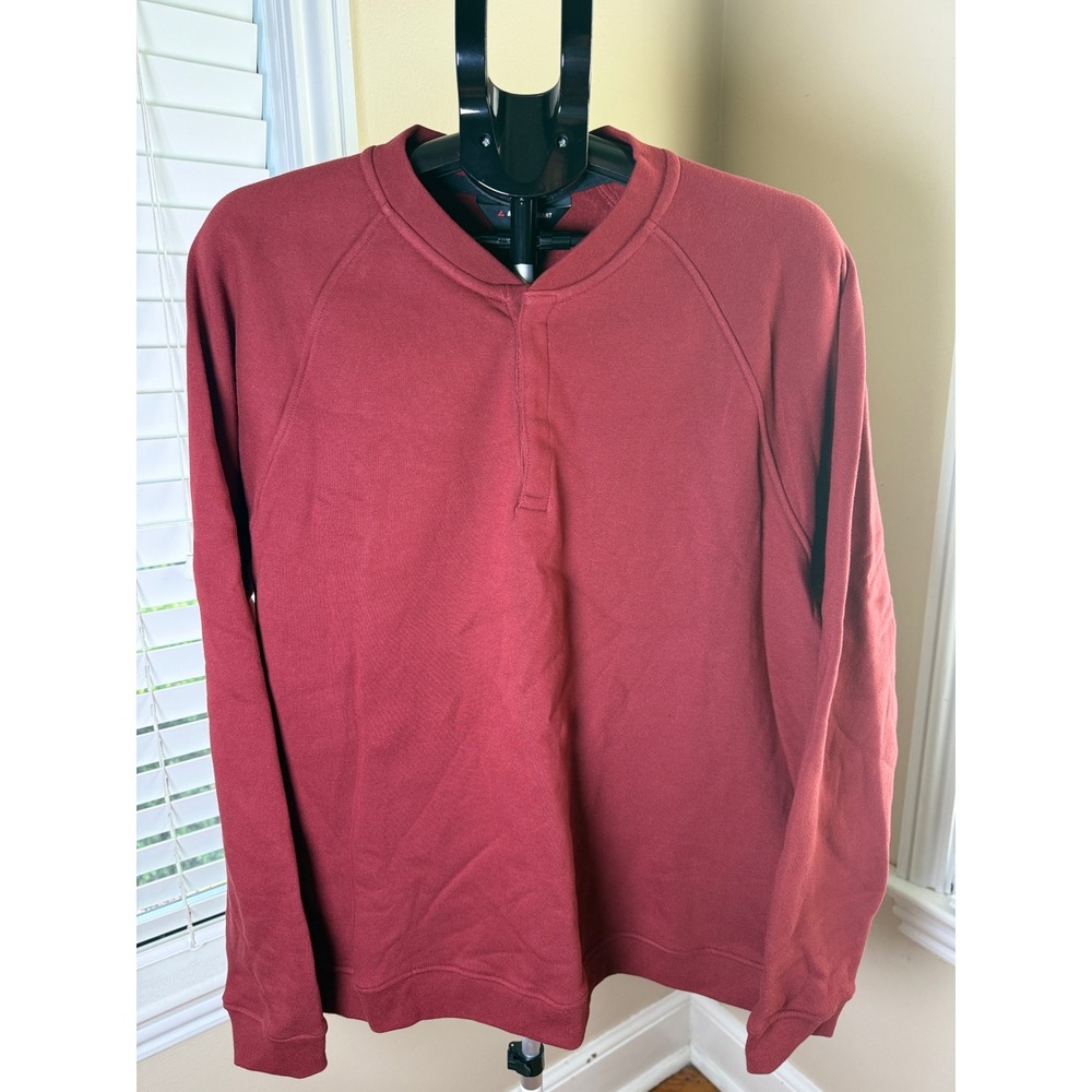 American Giant Henley Sweatshirt Mens XL Burgundy Red Cotton Fleece Made in USA